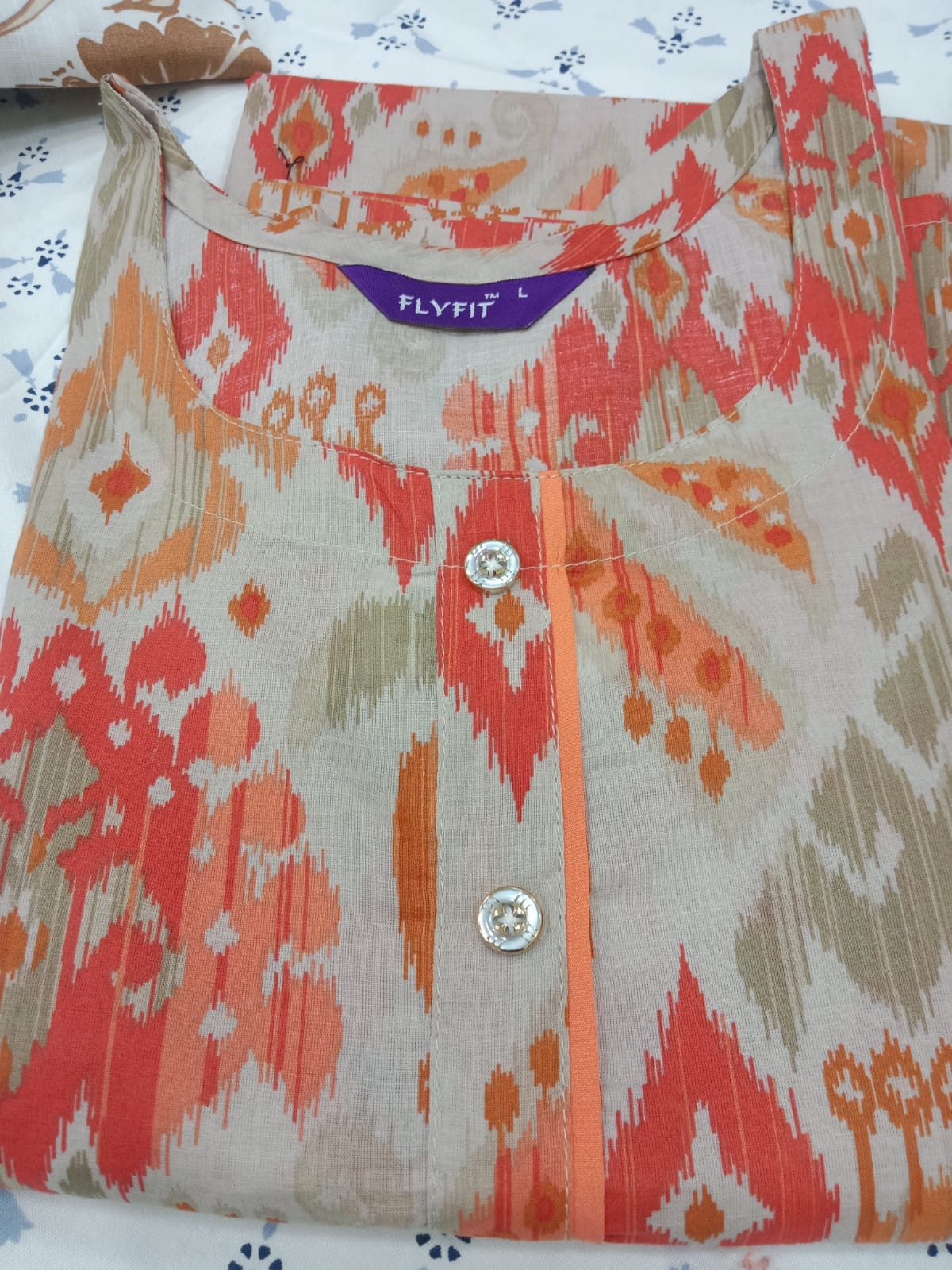 fly fit/printed boad neck kurta