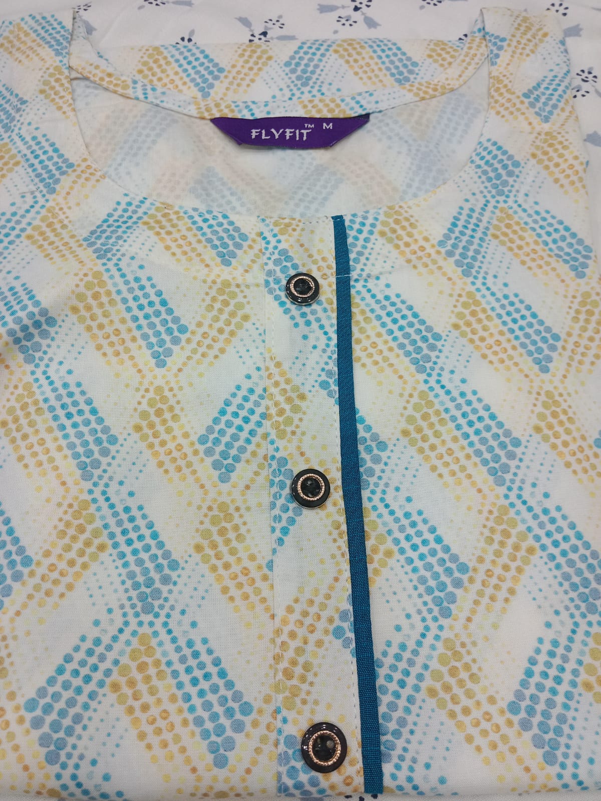 fly fit / printed boad neck kurta