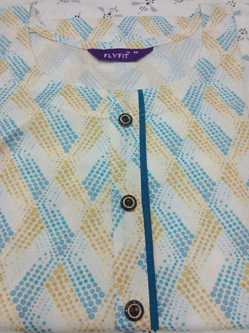 fly fit / printed boad neck kurta