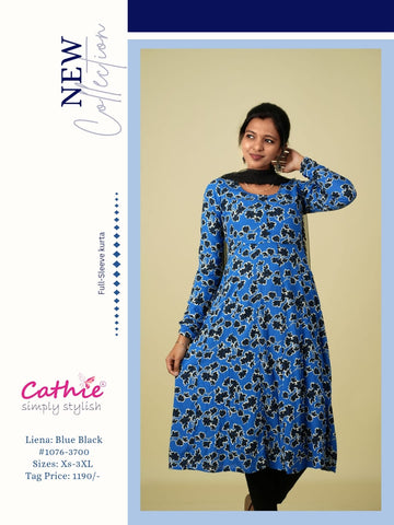 cathie blue black full-sleeve kurta