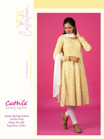 cathie spring yellow full-sleeve kurta