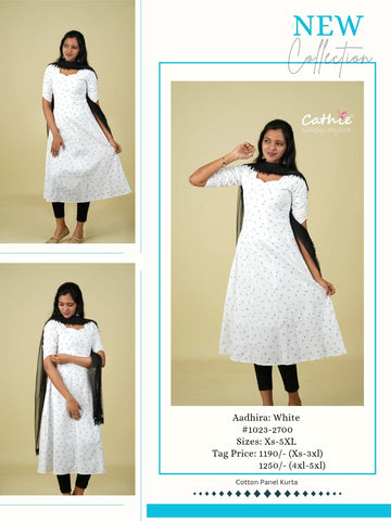 cathie white cotton panel kurta