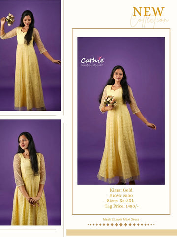 cathie gold 2layer maxi dress