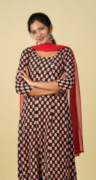 Cathie | Viscose Satin Panel Kurta with Mirror Work on sleeves