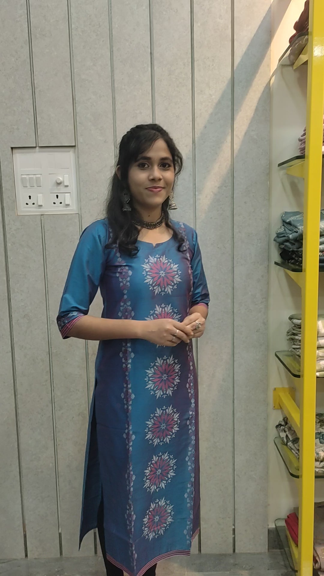 Dobby blue colour Kurtis