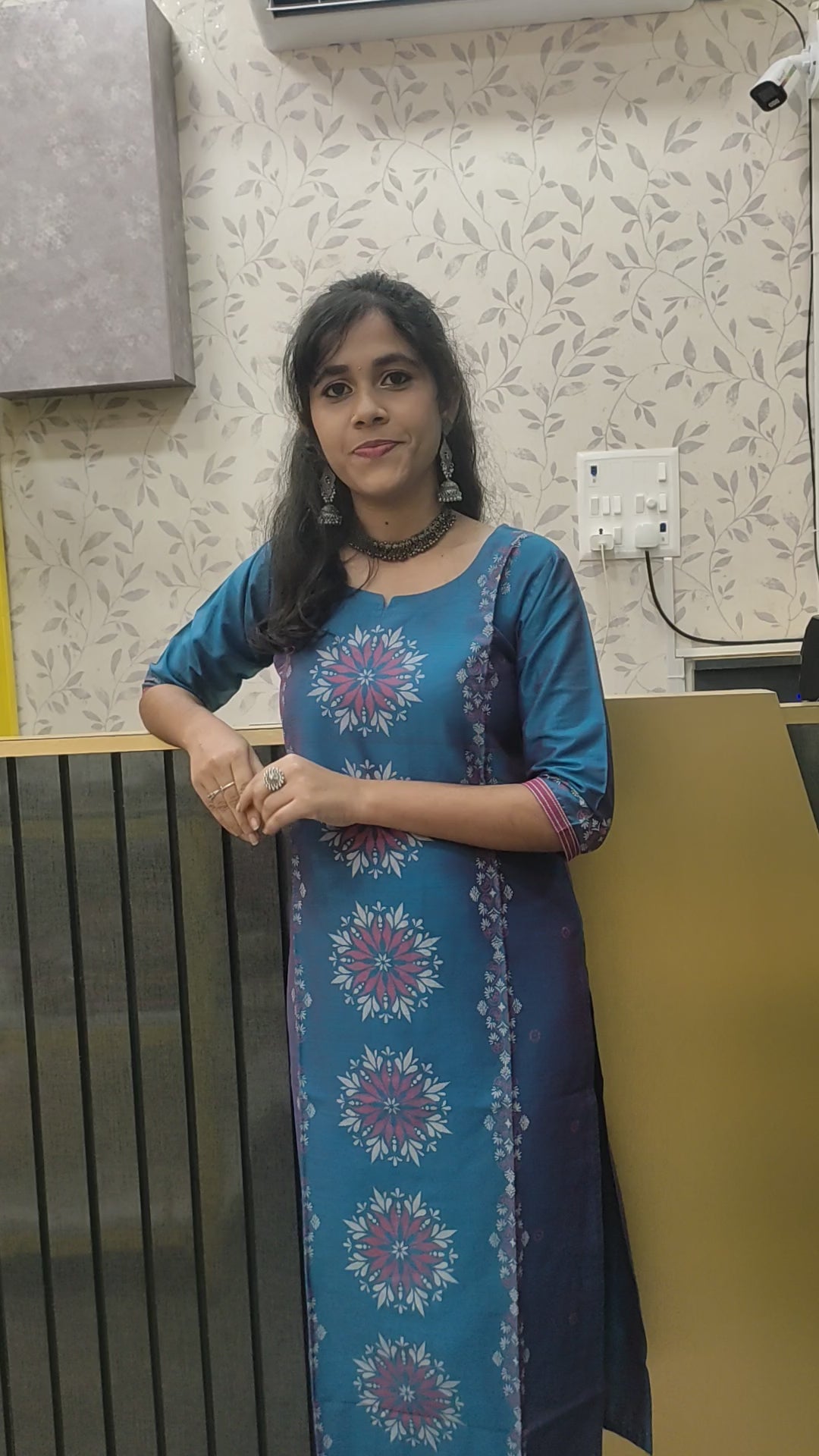 Dobby blue colour Kurtis